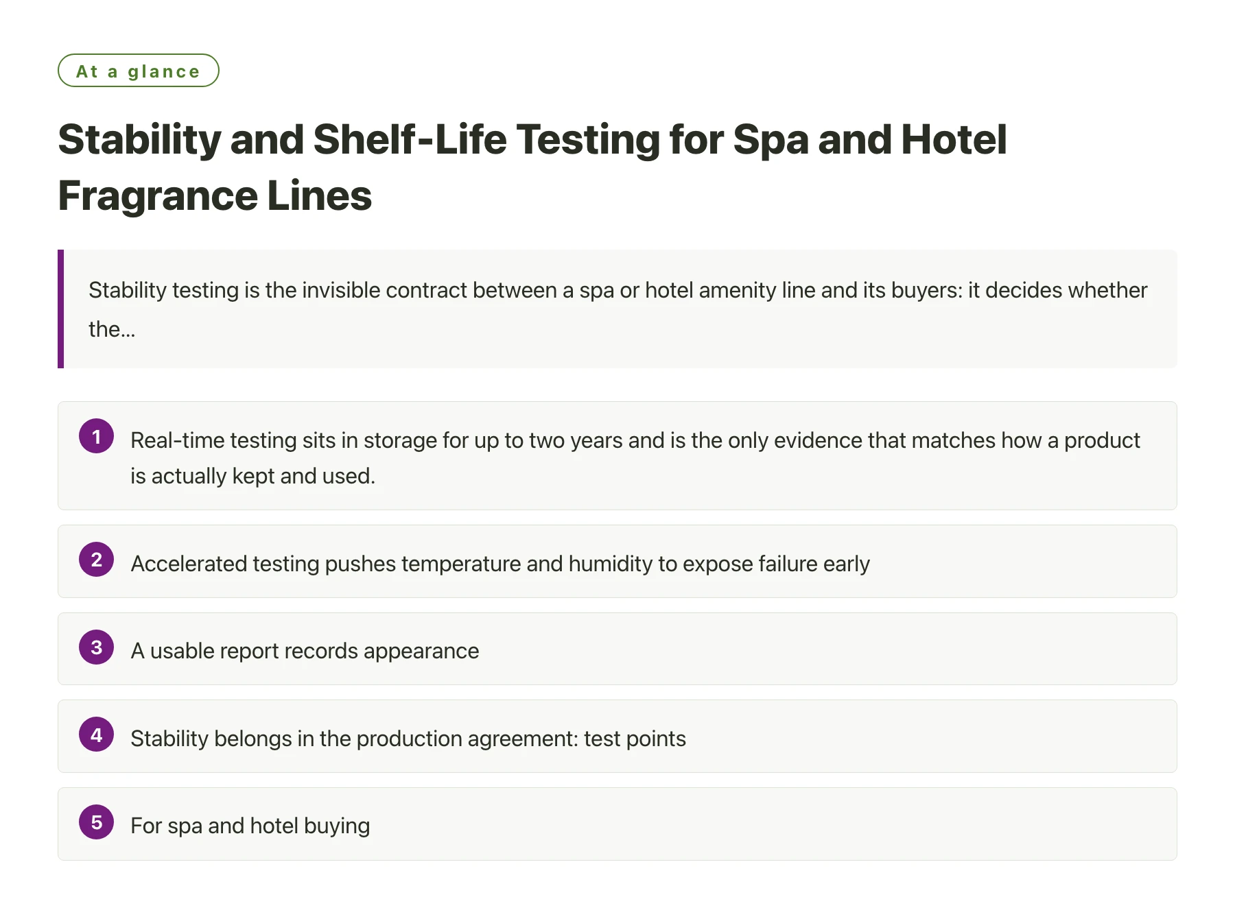 Stability and Shelf-Life Testing for Spa and Hotel Fragrance Lines——全文要点速览